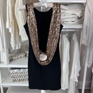 I'm Just A Girl, women's size 8 little black dress, exposed back, sequins, #1312